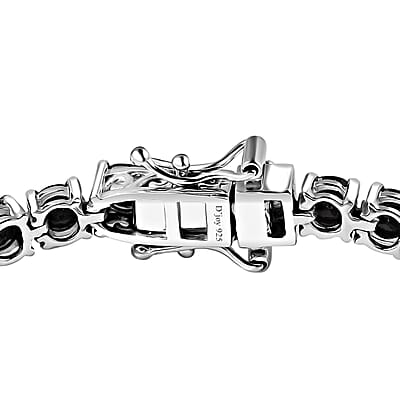 D'Joy Thai Black Spinel Tennis Bracelet in Rhodium Over Sterling Silver (7.25 In) 12.65 ctw