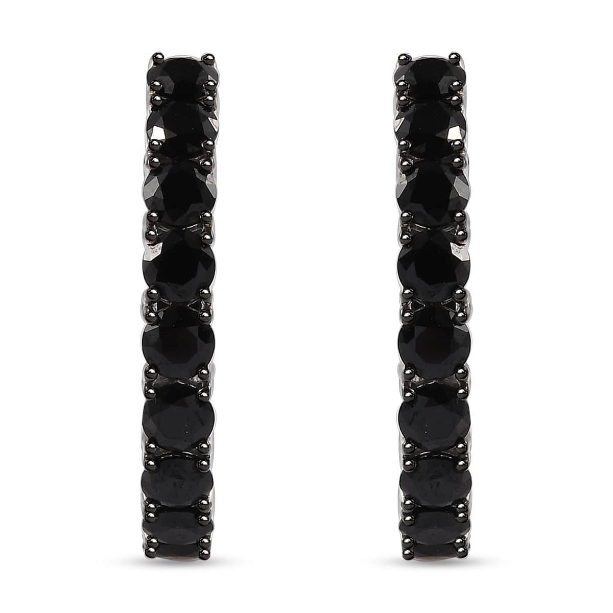 Thai Black Spinel Inside-Out Hoop Earrings in Rhodium Over Sterling Silver 9.25 ctw image number 0