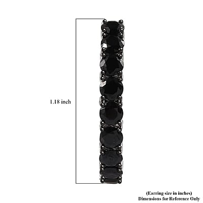 Thai Black Spinel Inside-Out Hoop Earrings in Rhodium Over Sterling Silver 9.25 ctw