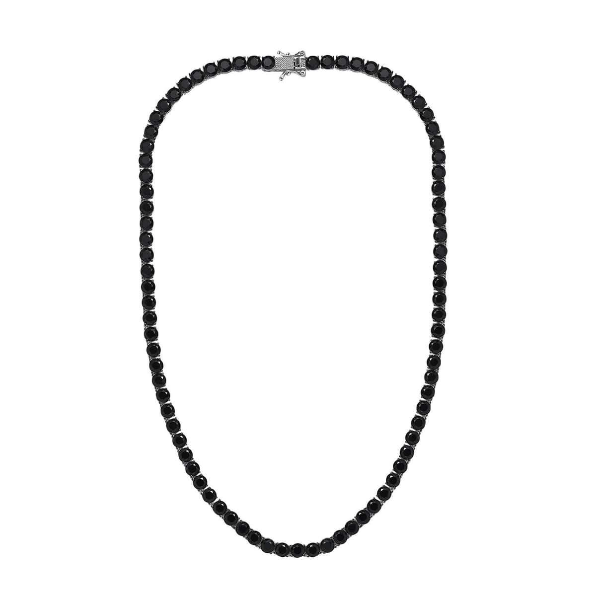 Thai Black Spinel Tennis Necklace 18 Inches in Rhodium Over Sterling Silver 49.85 ctw image number 3