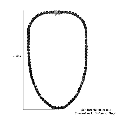D'Joy Thai Black Spinel Tennis Necklace 18 Inches in Rhodium Over Sterling Silver 49.85 ctw