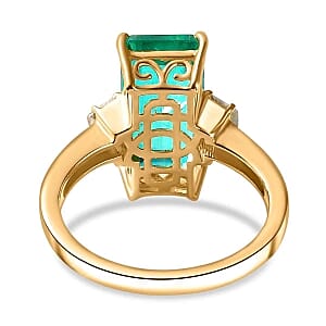 Emeraldine Triplet Quartz and White Zircon 5.95 ctw Ring in 18K Vermeil Yellow Gold Over Sterling Silver (Size 11.5)