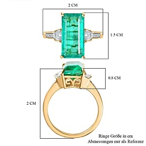Emeraldine Triplet Quartz and White Zircon 5.95 ctw Ring in 18K Vermeil Yellow Gold Over Sterling Silver (Size 11.5)