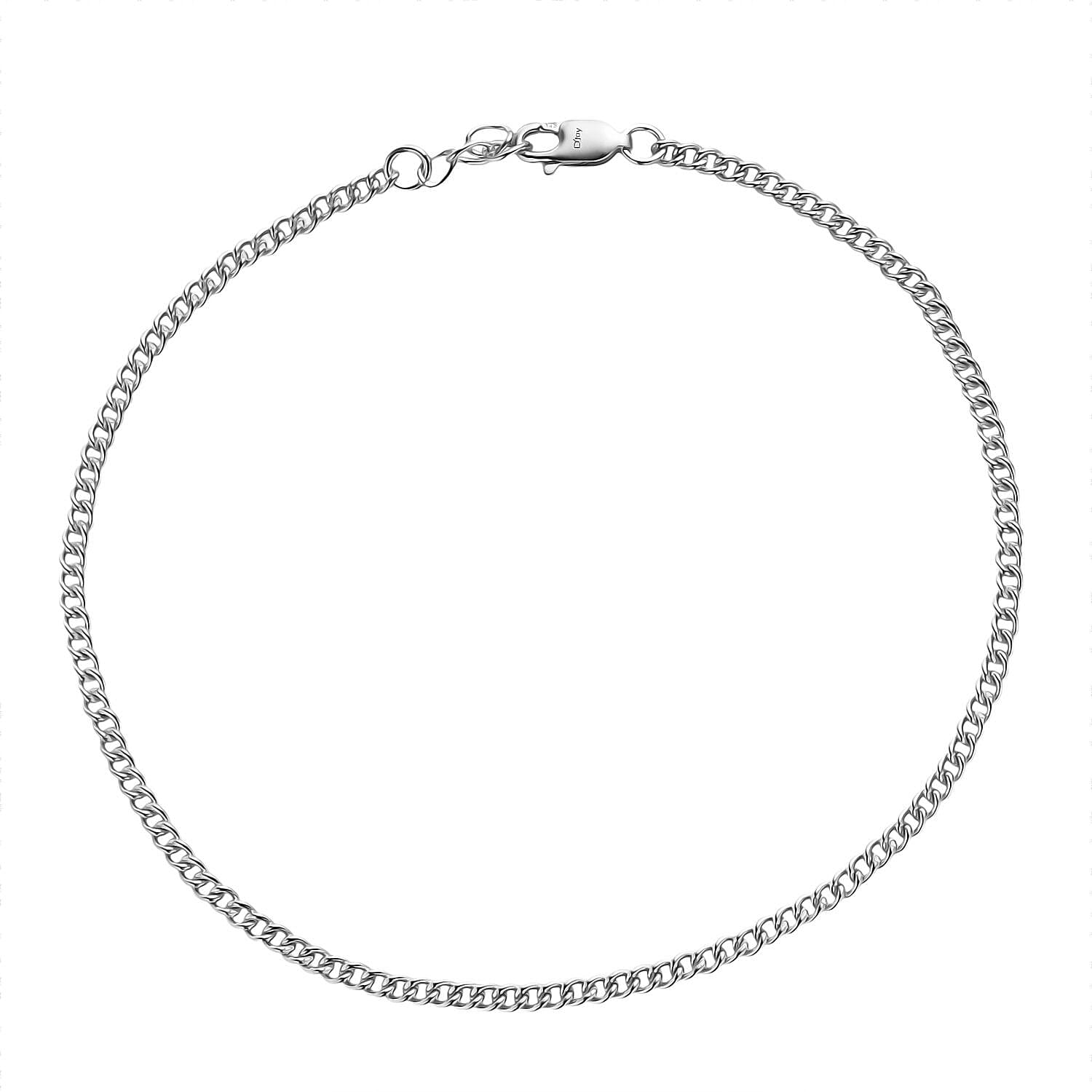 Sterling Silver Chain Anklet (9 In) 3.60 Grams