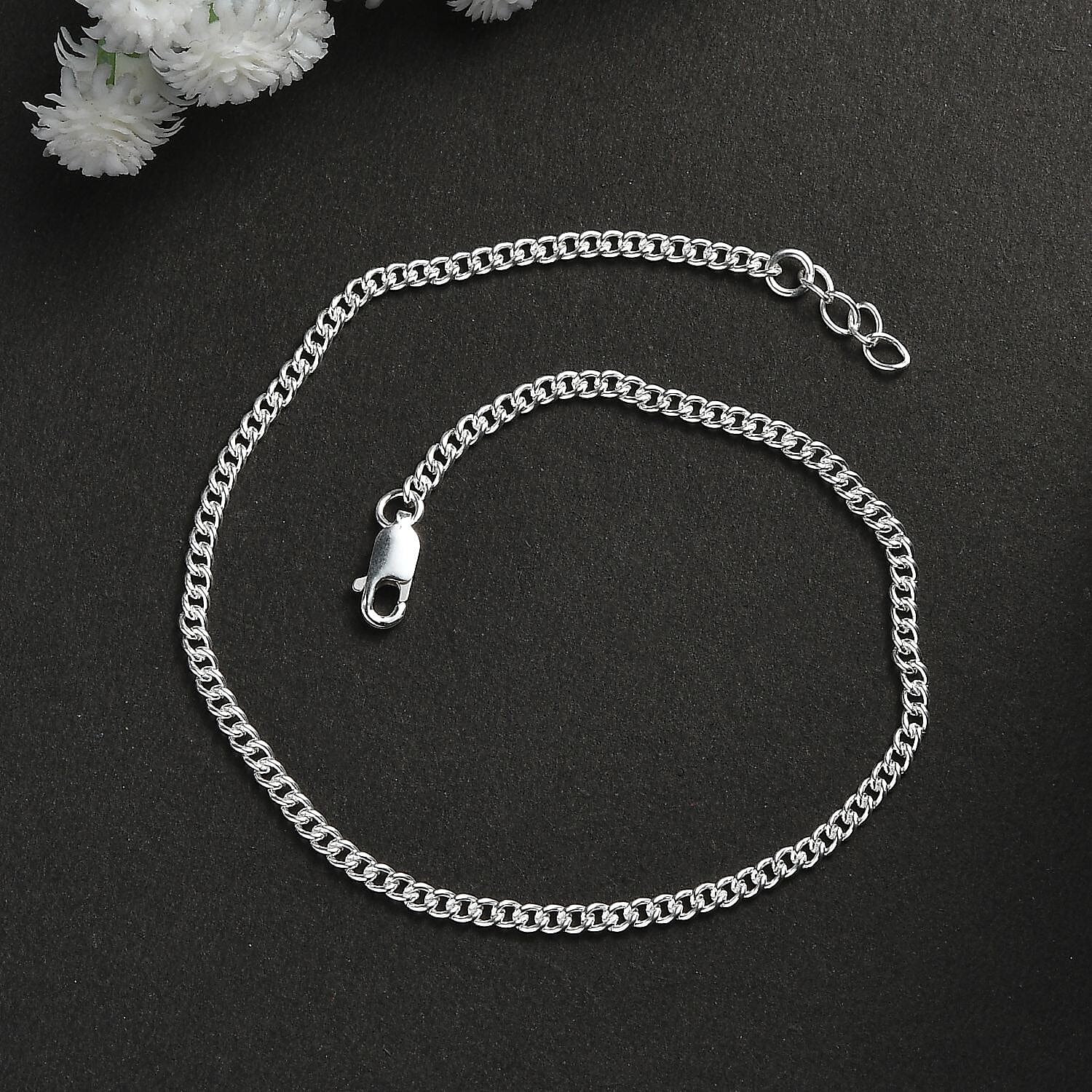 Sterling Silver Chain Anklet (9 In) 3.60 Grams
