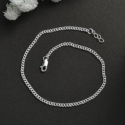Sterling Silver Chain Anklet (9 In) 3.60 Grams