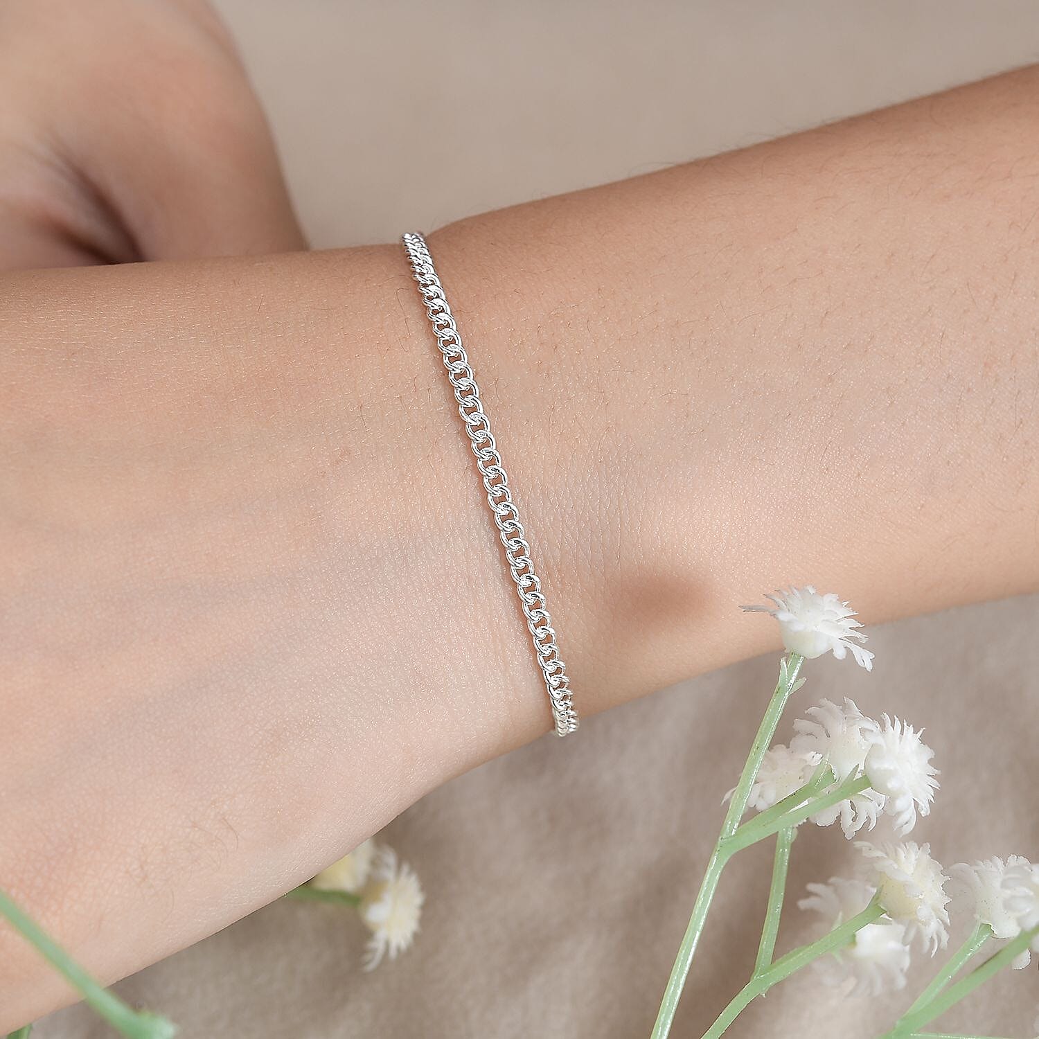 Sterling Silver Chain Anklet (9 In) 3.60 Grams