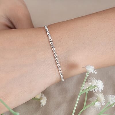 Sterling Silver Chain Anklet (9 In) 3.60 Grams