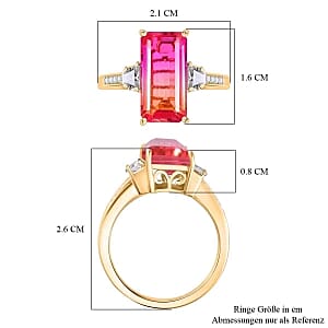 Sunset Quartz and White Zircon 5.95 ctw Ring in 18K Vermeil Yellow Gold Over Sterling Silver (Size 11.5)