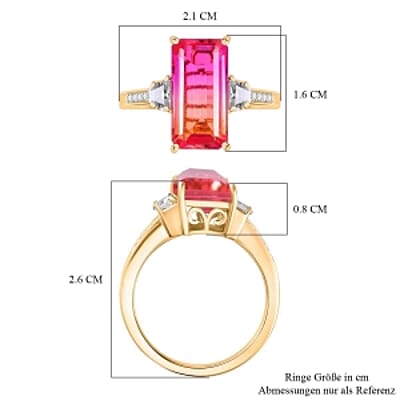 Sunset Quartz and White Zircon 5.95 ctw Ring in 18K Vermeil Yellow Gold Over Sterling Silver (Size 11.5)