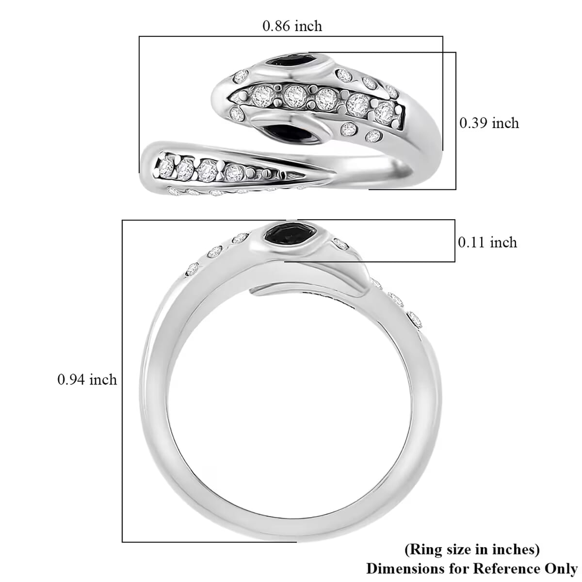 Black Glass, Simulated Diamond Ring in Stainless Steel (Size 6.0) 0.30 ctw image number 6