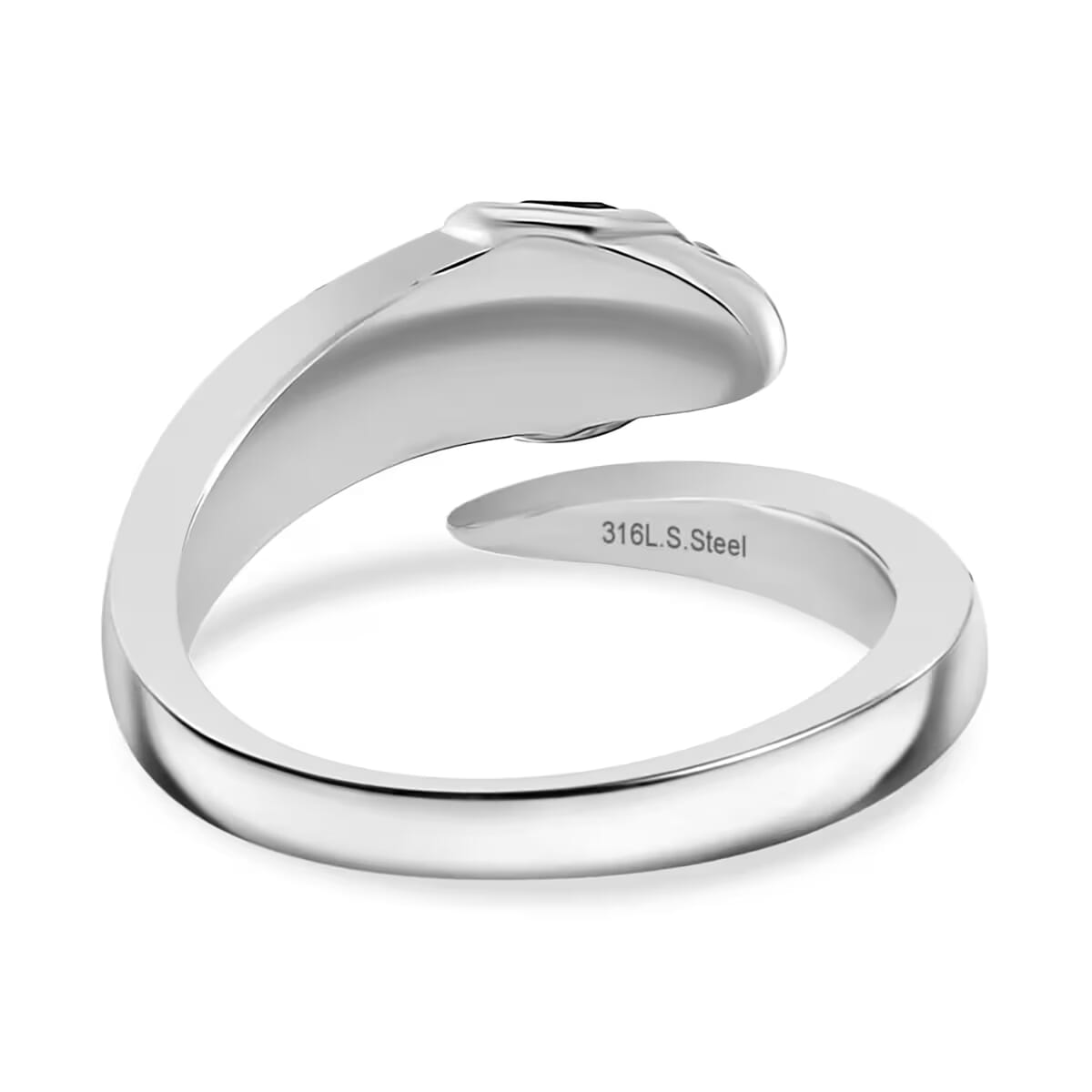 Black Glass, Simulated Diamond Ring in Stainless Steel (Size 6.0) 0.30 ctw image number 7