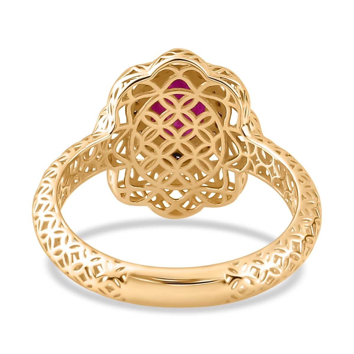 Mirage Collection 10K Yellow Gold Premim Taveta Ruby and Natural Champagne Diamond Ring 1.75 ctw image number 4