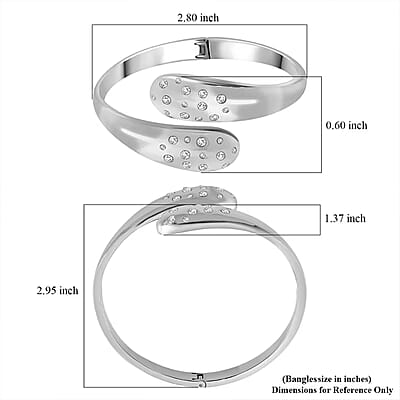 Simulated Diamond Raindrop Bangle Bracelet in Stainless Steel (8.0 In)