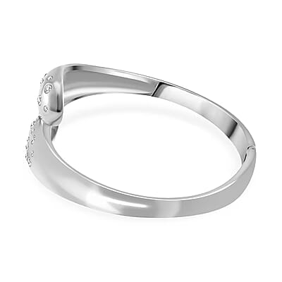 Simulated Diamond Raindrop Bangle Bracelet in Stainless Steel (8.0 In)