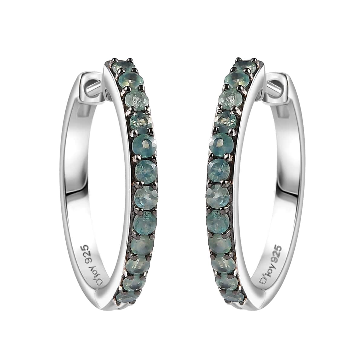 Narsipatnam Alexandrite 1.10 ctw Hoop Earrings in Rhodium Over Sterling Silver image number 0