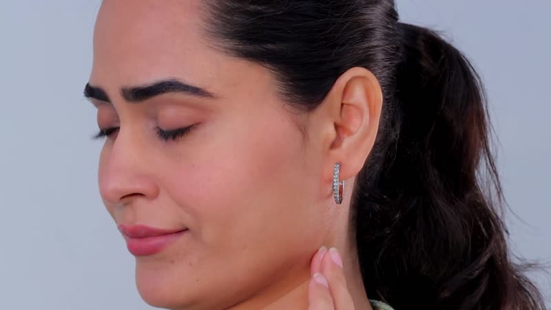 Alexandrite Alexandrite Hoop Earrings in Rhodium Over Sterling Silver 1.10 ctw