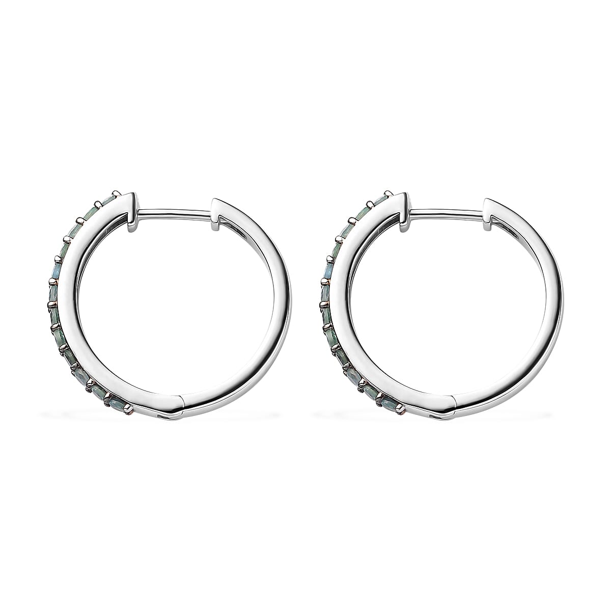 Narsipatnam Alexandrite 1.10 ctw Hoop Earrings in Rhodium Over Sterling Silver