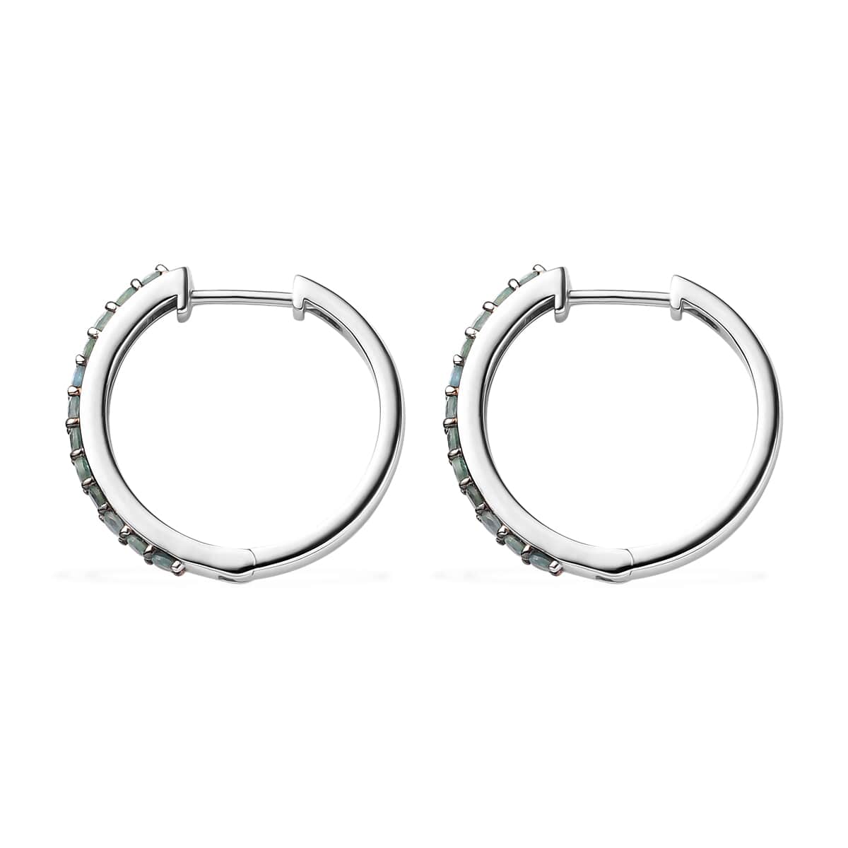 Narsipatnam Alexandrite 1.10 ctw Hoop Earrings in Rhodium Over Sterling Silver image number 3