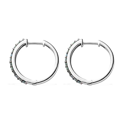 Narsipatnam Alexandrite 1.10 ctw Hoop Earrings in Rhodium Over Sterling Silver