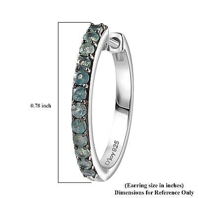 Narsipatnam Alexandrite 1.10 ctw Hoop Earrings in Rhodium Over Sterling Silver