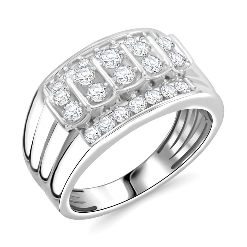 10K White Gold G-H I2-I3 Diamond Men's Ring (Size 10.0) 6.35 Grams 1.00 ctw
