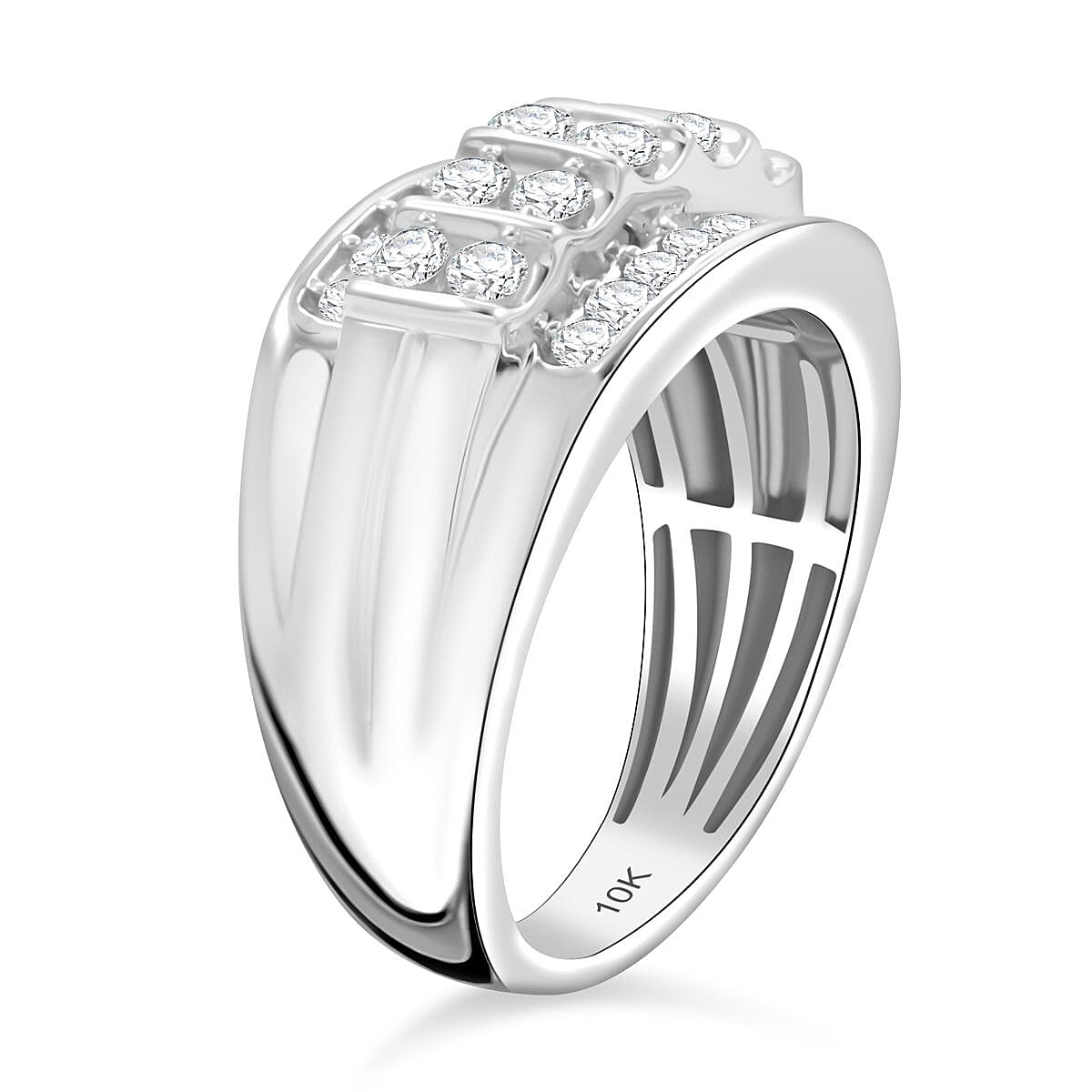 10K White Gold G-H I2-I3 Diamond Men's Ring (Size 10.0) 6.35 Grams 1.00 ctw