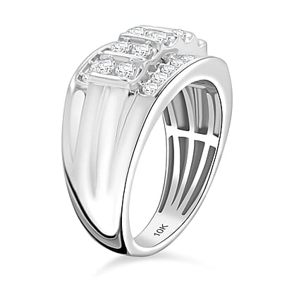 10K White Gold G-H I2-I3 Diamond Men's Ring (Size 10.0) 6.35 Grams 1.00 ctw