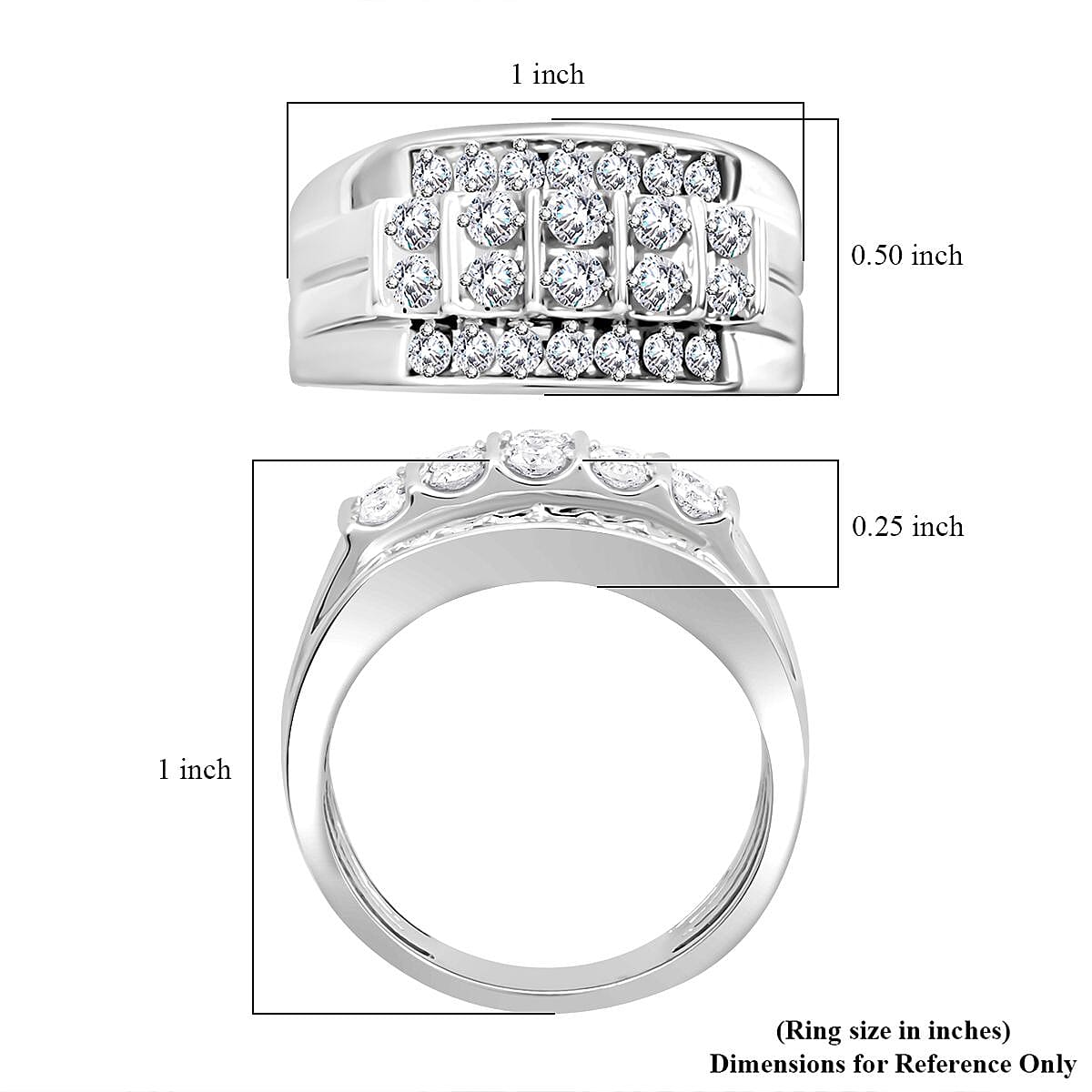 10K White Gold G-H I2-I3 Diamond Men's Ring (Size 10.0) 6.35 Grams 1.00 ctw