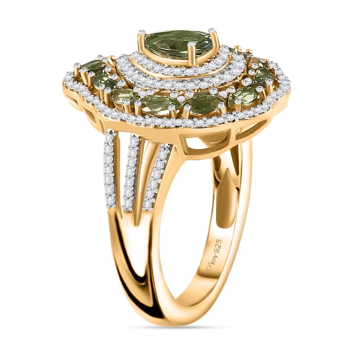 Premium Natural Green Apatite, Moissanite Ring in 18K Vermeil YG Over Sterling Silver (Size 5.0) 2.70 ctw image number 3