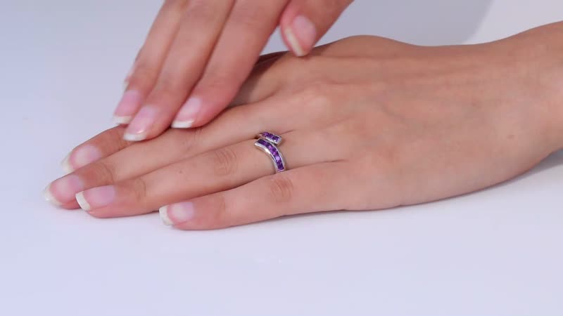 Karis African Amethyst Bypass Ring Platinum Bond (Size 5.0) 1.10 ctw