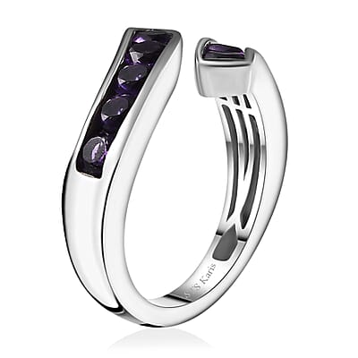 Karis African Amethyst 1.10 ctw Bypass Ring Platinum Bond (Size 5.0)