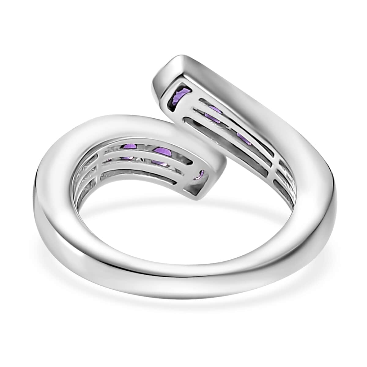 Karis African Amethyst Bypass Ring Platinum Bond (Size 5.0) 1.10 ctw image number 4