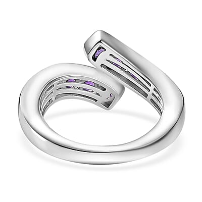 Karis African Amethyst 1.10 ctw Bypass Ring Platinum Bond (Size 5.0)