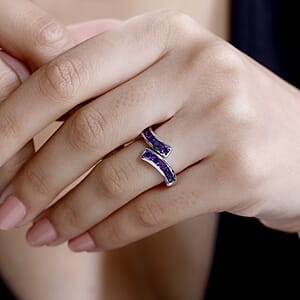 Karis African Amethyst 1.10 ctw Bypass Ring Platinum Bond (Size 7.0)