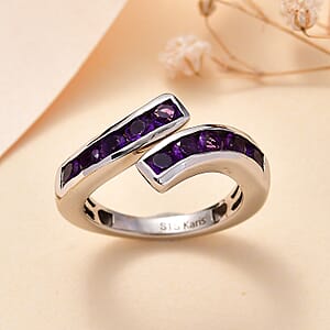 Karis African Amethyst 1.10 ctw Bypass Ring Platinum Bond (Size 8.0)