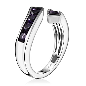 Karis African Amethyst 1.10 ctw Bypass Ring Platinum Bond (Size 8.0)