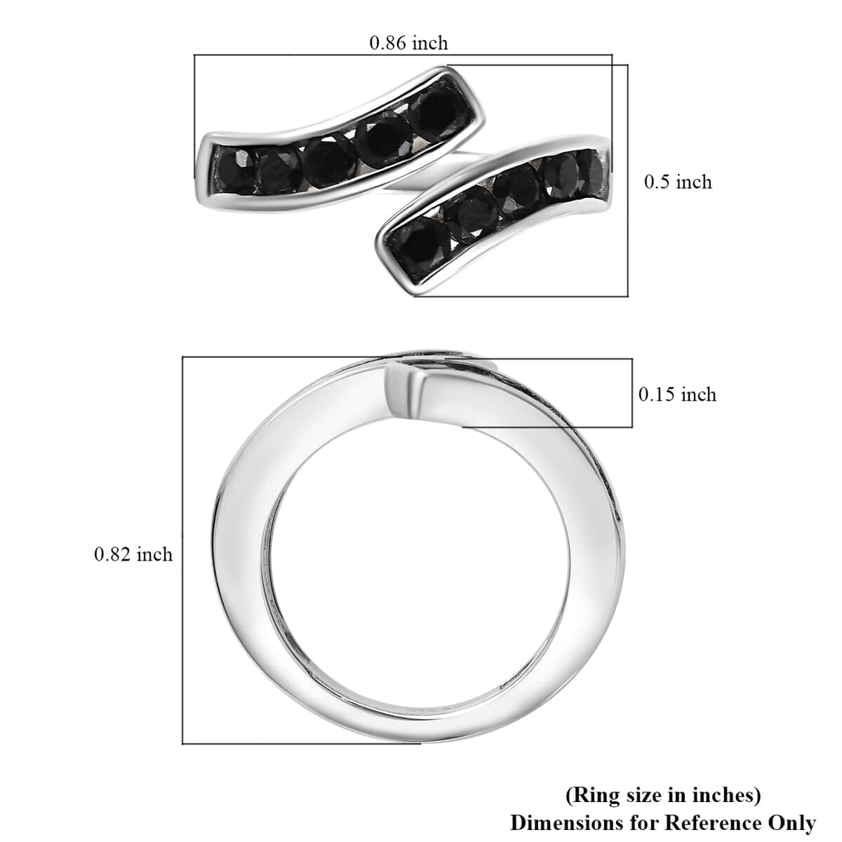 Karis Thai Black Spinel 1.35 ctw Bypass Ring in Platinum Bond (Size 11.0) image number 5