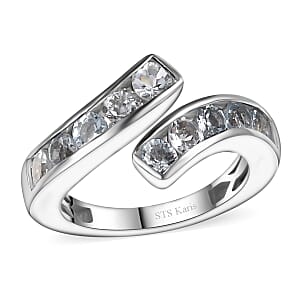 Karis Sky Blue Topaz 1.35 ctw Bypass Ring in Platinum Bond (Size 5.0)