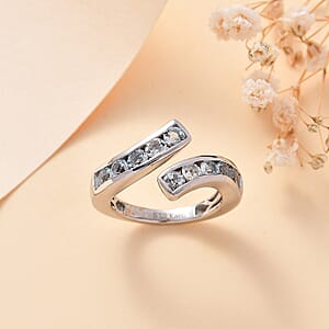 Karis Sky Blue Topaz 1.35 ctw Bypass Ring in Platinum Bond (Size 5.0)