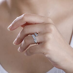 Karis Sky Blue Topaz 1.35 ctw Bypass Ring in Platinum Bond (Size 5.0)