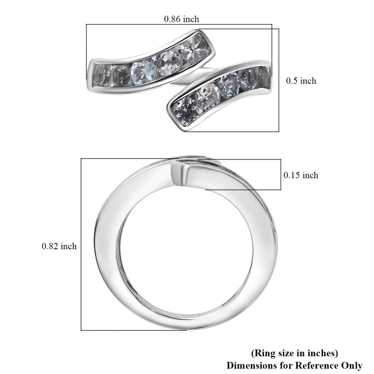 Karis Sky Blue Topaz 1.35 ctw Bypass Ring in Platinum Bond (Size 7.0) image number 5