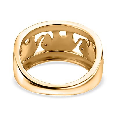 Karis White Diamond Accent Elephant Ring in Platinum Bond & 18K Yellow Gold Plated (Size 5.0)