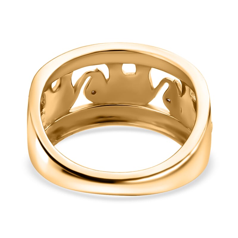 Karis White Diamond Accent Elephant Ring in Platinum Bond & 18K Yellow Gold Plated (Size 5.0)