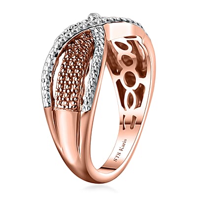 Karis Natural Champagne Diamond Accent Ring in Platinum Bond and 18K RG Plated (Size 5.0)
