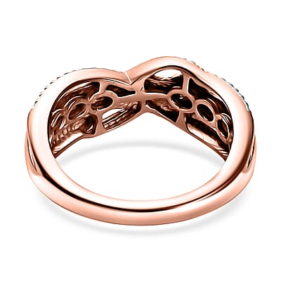 Karis Natural Champagne Diamond Accent Ring in Platinum Bond and 18K RG Plated (Size 5.0)