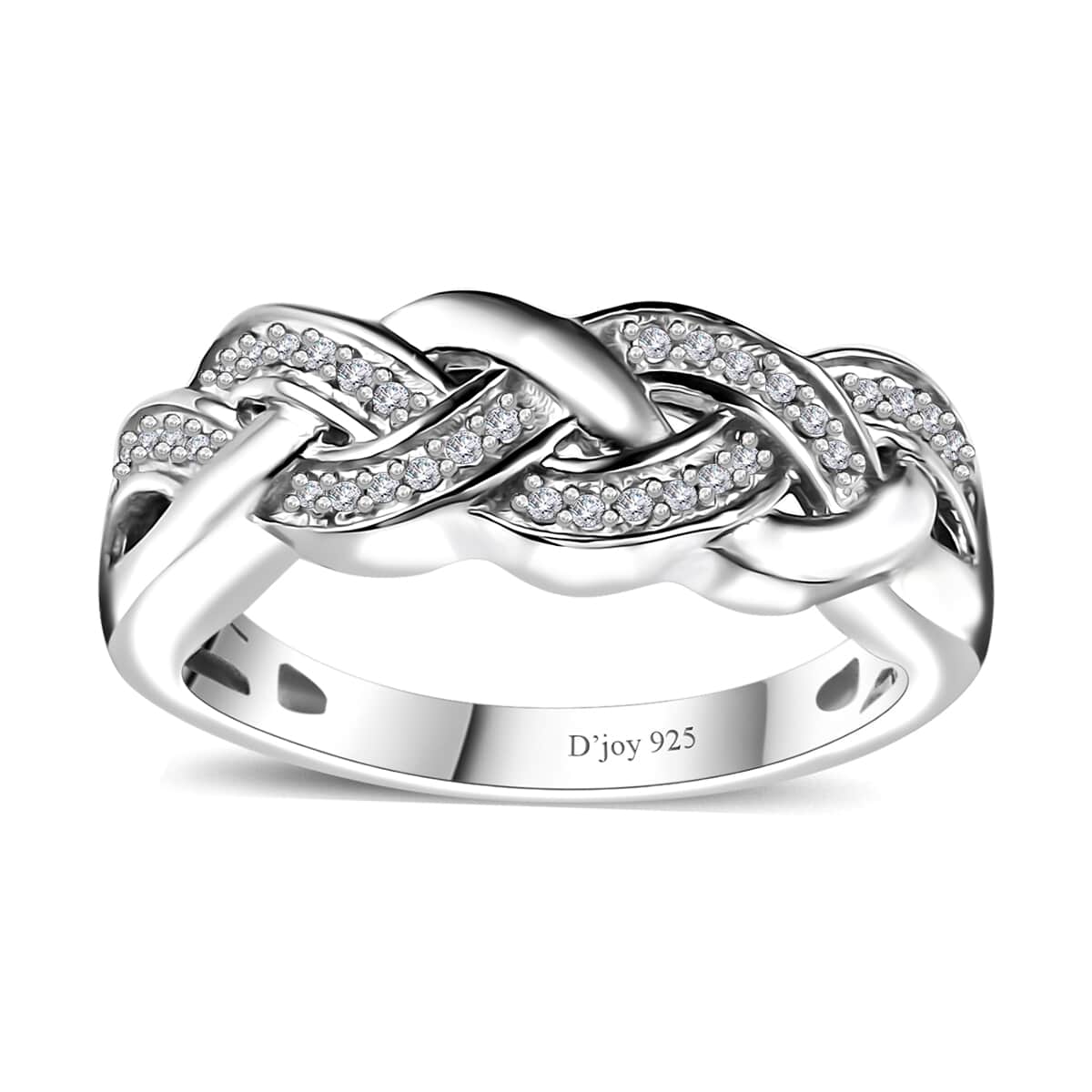 Diamond Braided Ring in Rhodium Over Sterling Silver (Size 6.0) 0.13 ctw image number 0