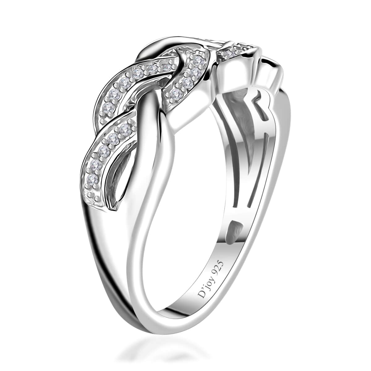 Diamond Braided Ring in Rhodium Over Sterling Silver (Size 6.0) 0.13 ctw image number 3