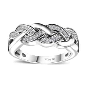 Diamond 0.15 ctw Braided Ring in Rhodium Over Sterling Silver (Size 9.0)