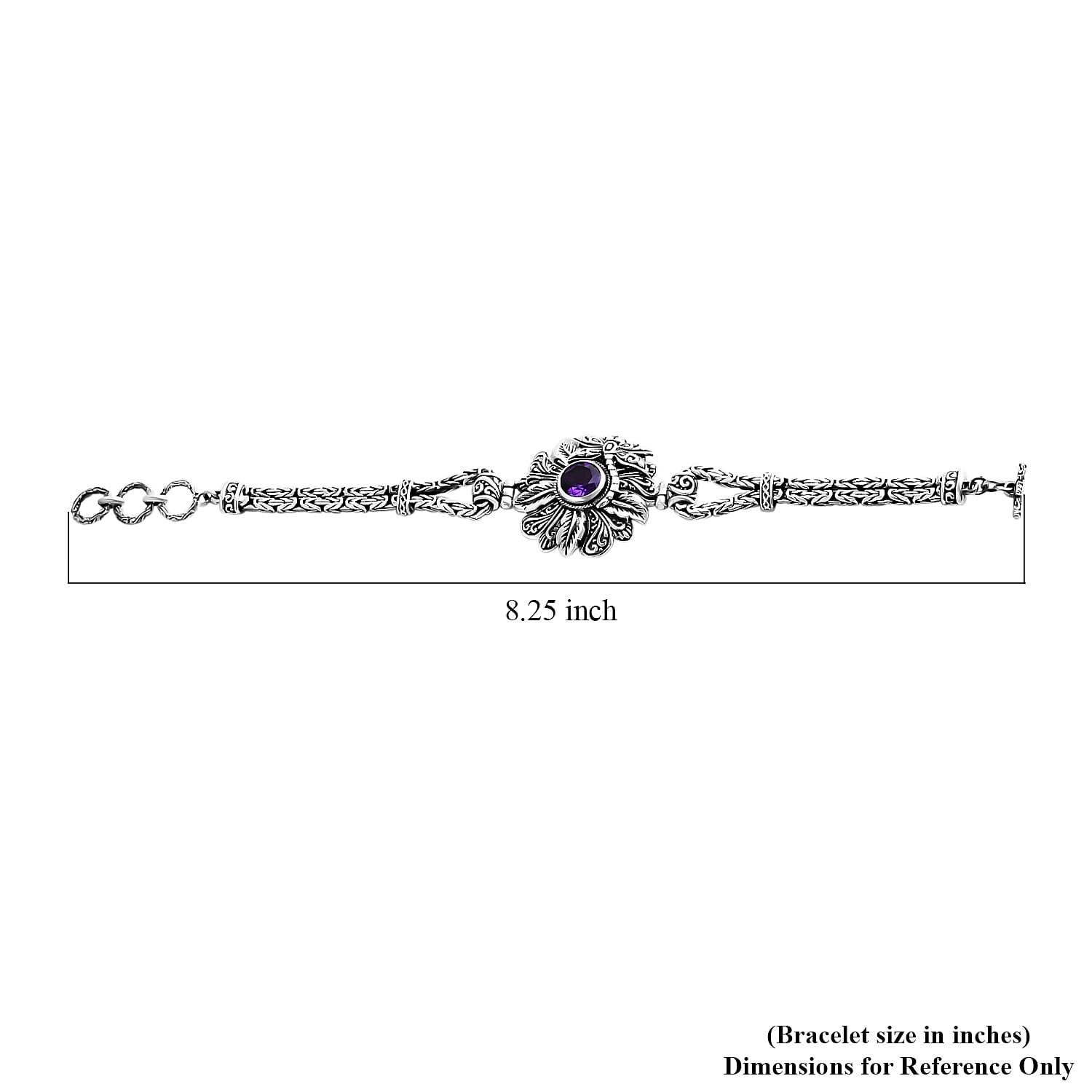 Bali Legacy African Amethyst 2.40 ctw Floral Bracelet in Sterling Silver (7.25 In)